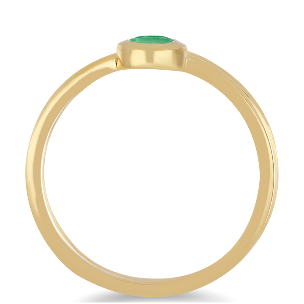 Anillo de Plata Bañada en Oro con Esmeralda de Brasil