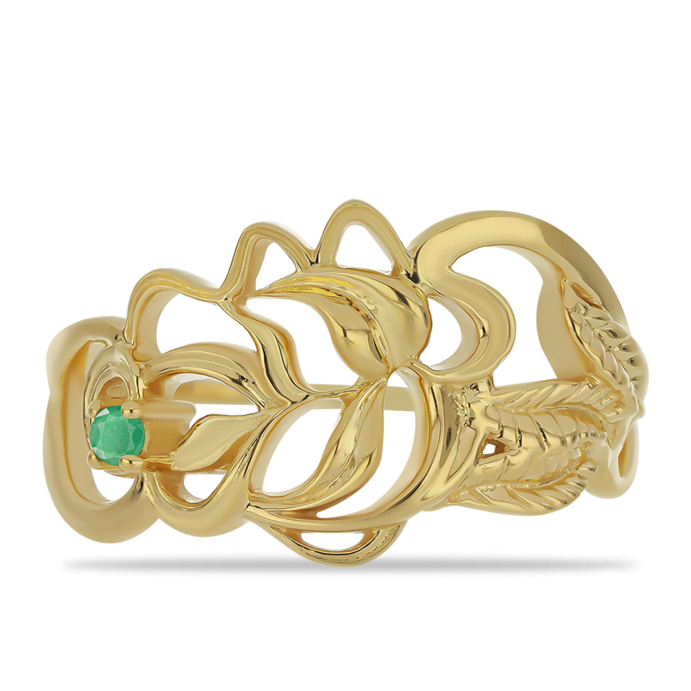 Anillo de Plata Bañada en Oro con Esmeralda de Brasil 1 