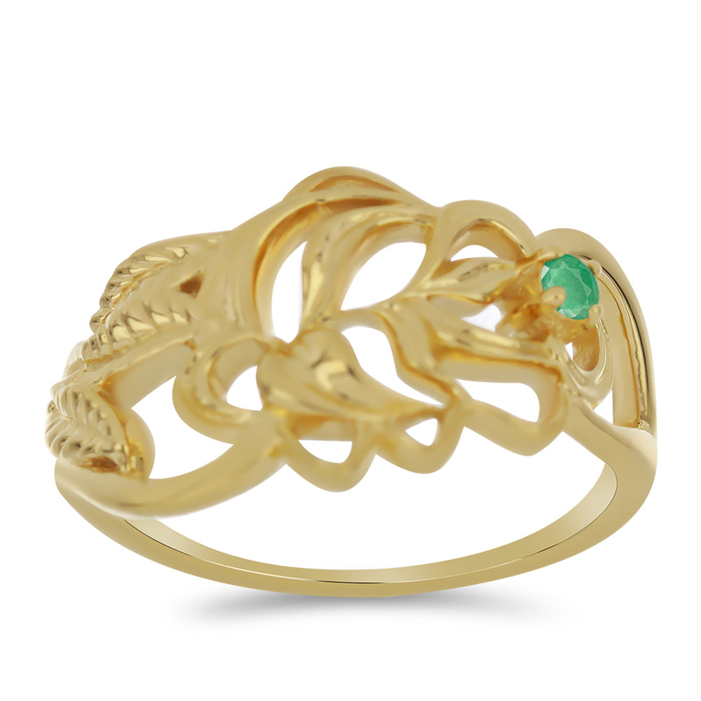 Anillo de Plata Bañada en Oro con Esmeralda de Brasil 3 