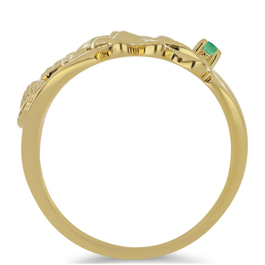 Anillo de Plata Bañada en Oro con Esmeralda de Brasil