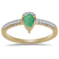 Anillo de Plata Bañada en Oro con Esmeralda de Brasil y Zircón Blanco