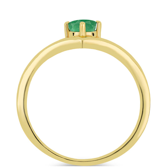 Anillo de Plata Bañada en Oro con Esmeralda de Brasil