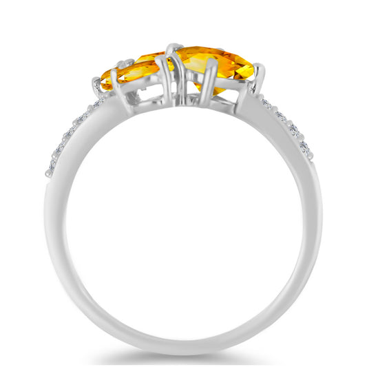 Anillo de Plata con Citrino de los Montes Urales y Topacio Blanco