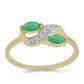 Anillo de Plata Bañada en Oro con Esmeralda de Brasil y Zircón Blanco