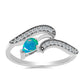 Anillo de Plata con Ópalo Azul de Lega Dembi de Etiopía y Zircón Blanco