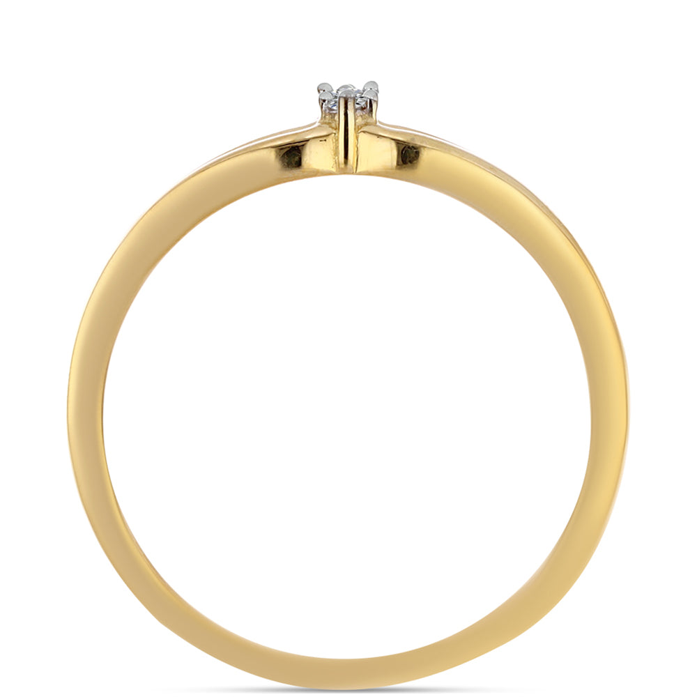 Anillo de Plata Bañada en Oro con Diamante blanco 2 