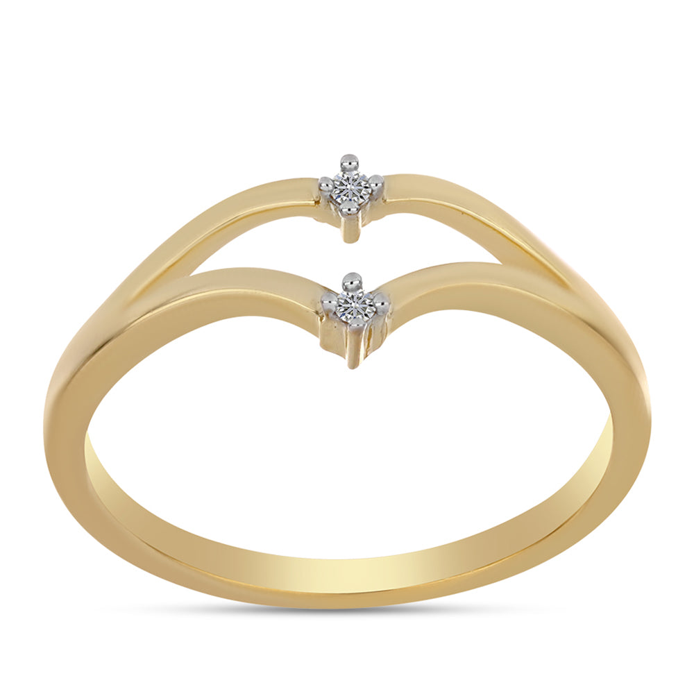 Anillo de Plata Bañada en Oro con Diamante blanco 3 