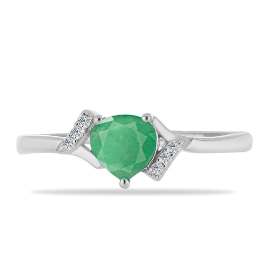 Anillo de Plata con Esmeralda de Brasil y Zircón Blanco