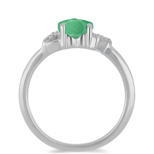 Anillo de Plata con Esmeralda de Brasil y Zircón Blanco