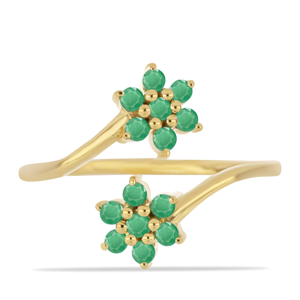 Anillo de Plata Bañada en Oro con Esmeralda de Brasil 1 