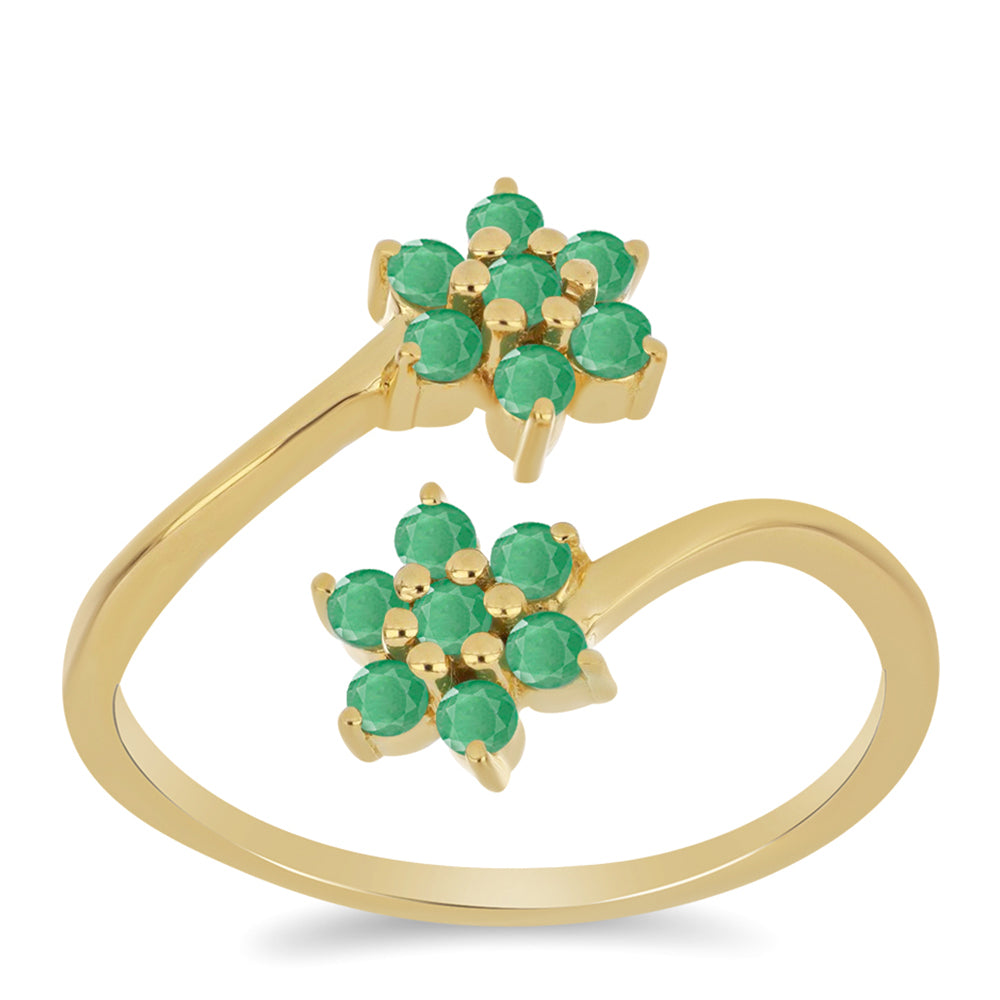 Anillo de Plata Bañada en Oro con Esmeralda de Brasil 3 