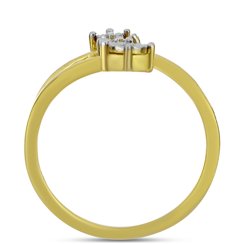 Anillo de Plata Bañada en Oro con Diamante blanco 2 