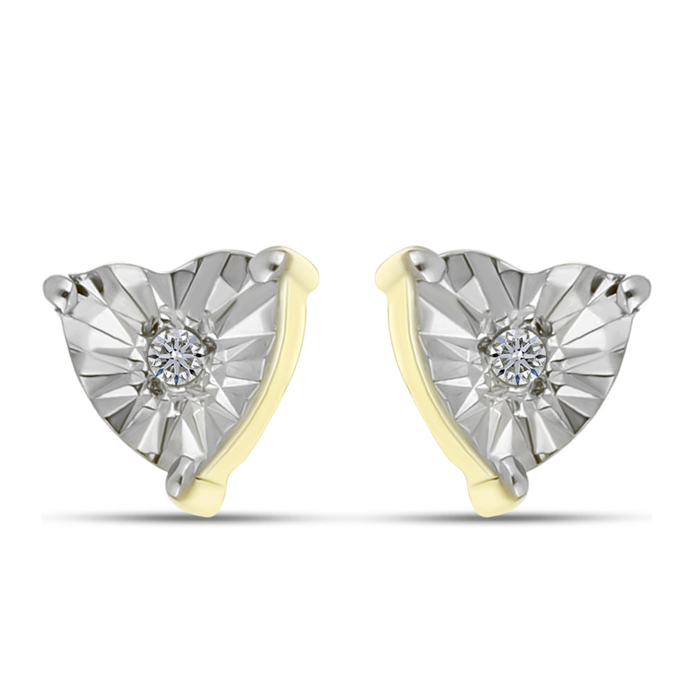 Pendientes de Plata Bañada en Oro con Diamante blanco 1 