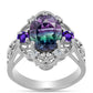 Anillo de Plata con Fluorita cebra y Amatista de Marruecos