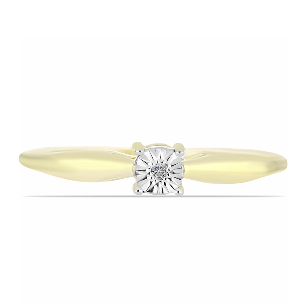 Anillo de Plata Bañada en Oro con Diamante blanco 1 