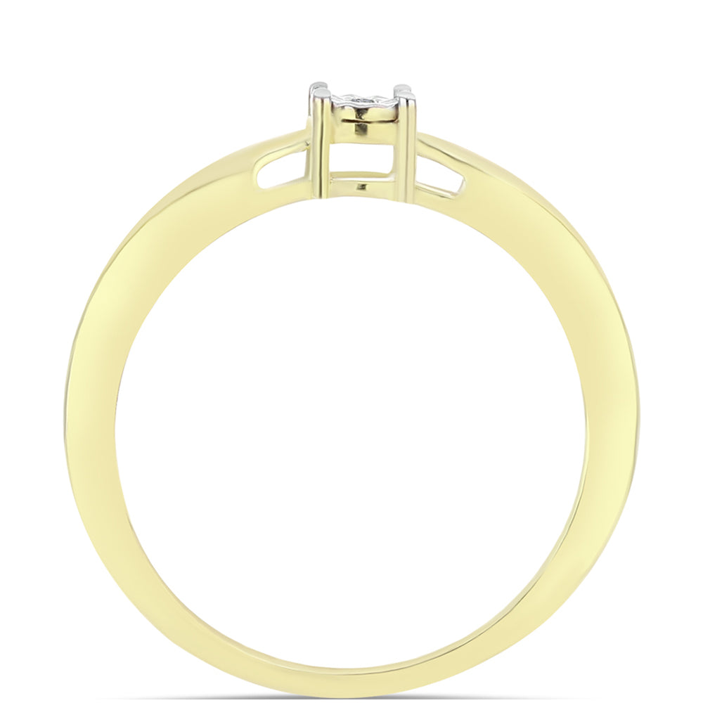 Anillo de Plata Bañada en Oro con Diamante blanco 2 