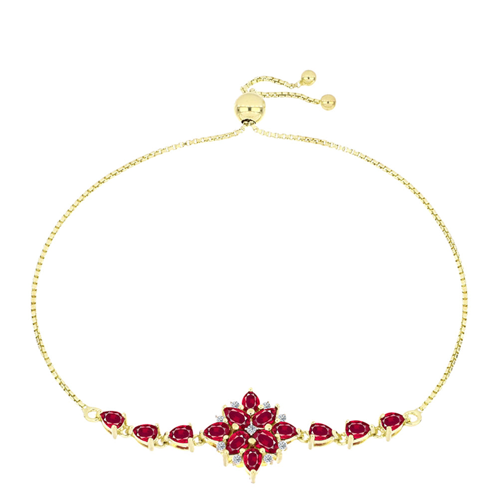Pulsera de Plata Bañada en Oro con Rubí de Madagascar y Topacio Blanco 1 