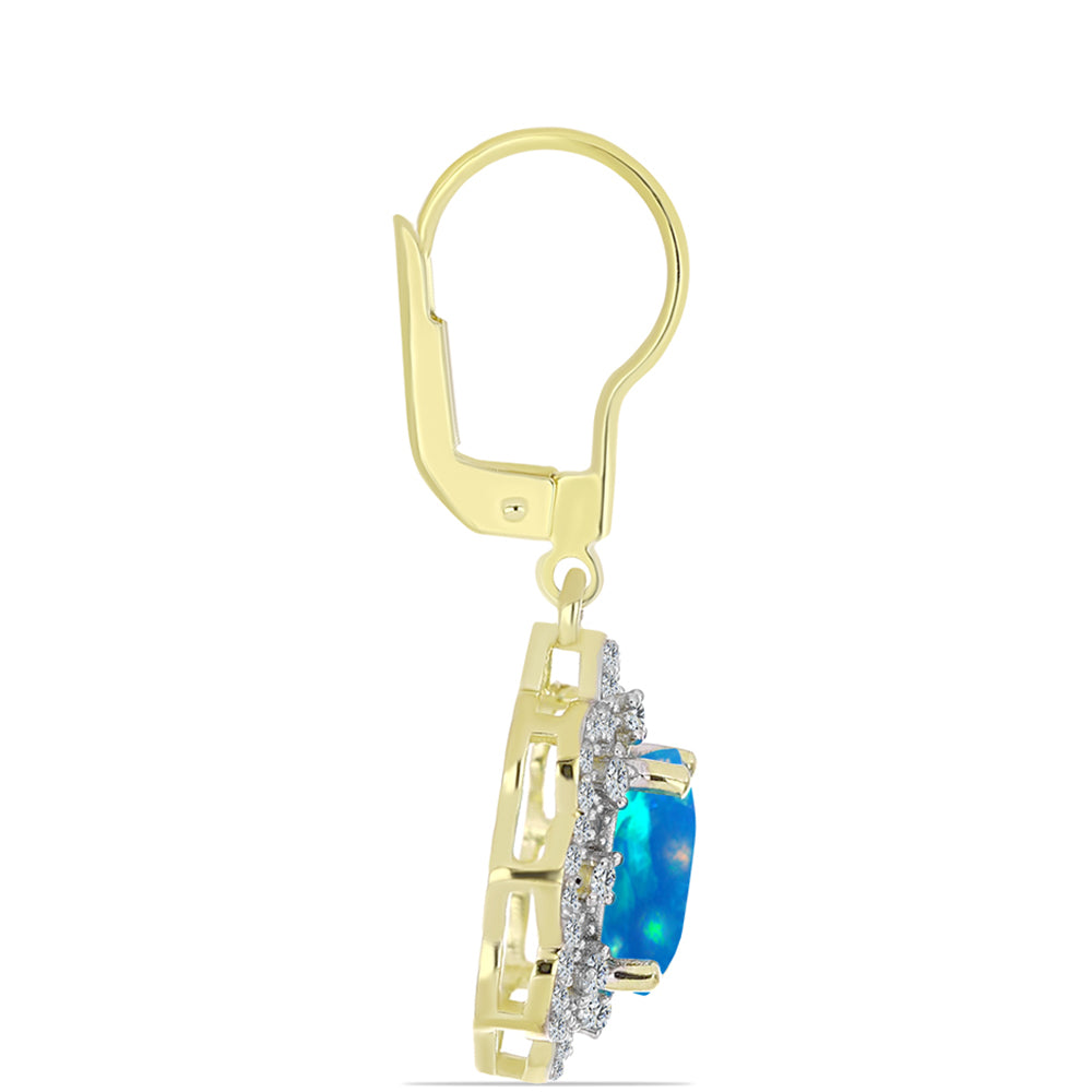 Pendientes de Plata Bañada en Oro con Ópalo Paraíso de Etiopia y Topacio Blanco 2 