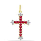 Cruz Colgante de Plata Bañada en Oro con Rubí de Madagascar y Topacio Blanco