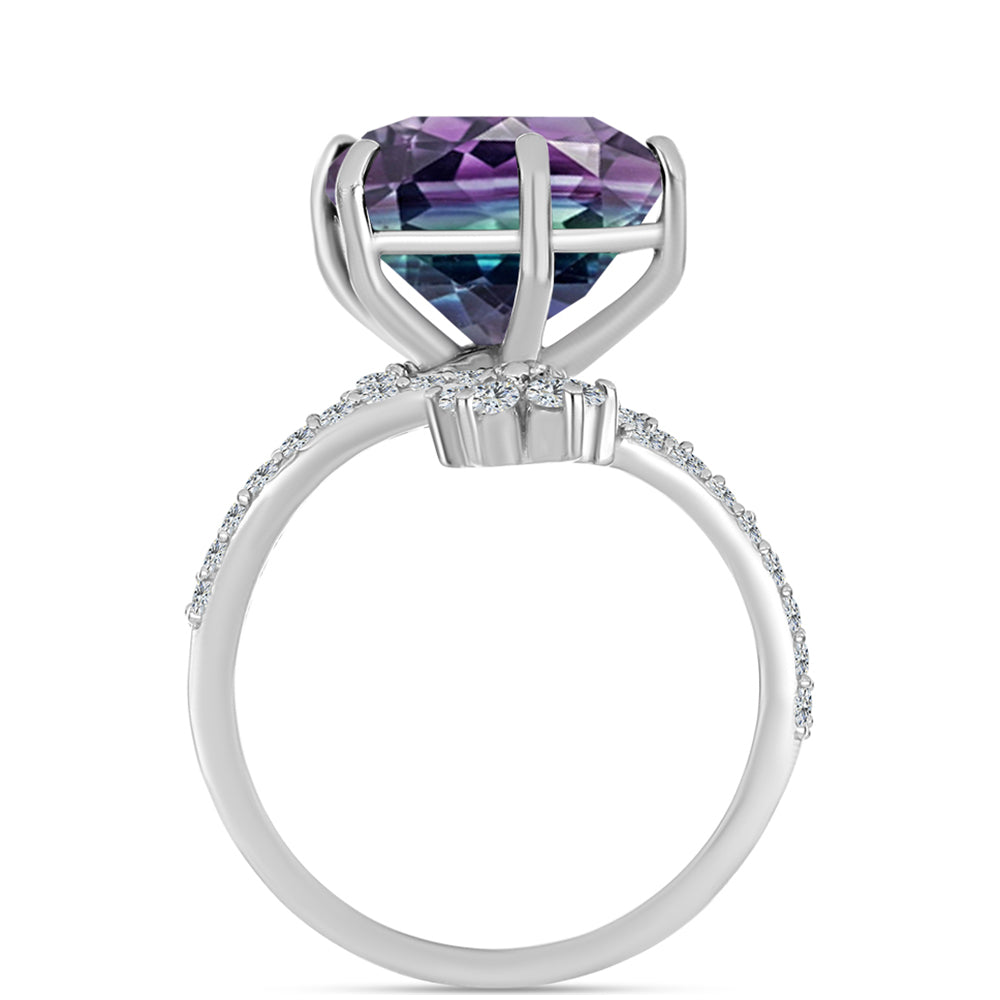 Anillo de Plata con Fluorita cebra y Topacio Blanco 2 