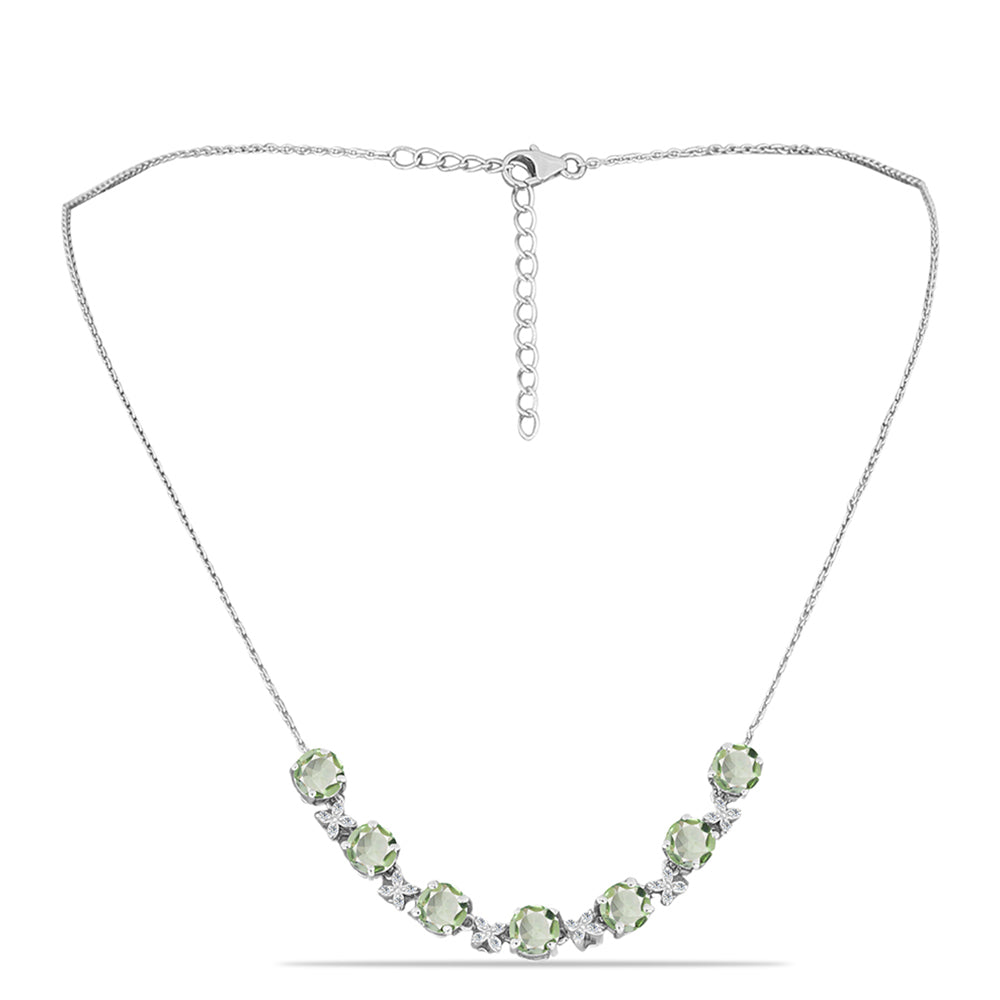 Collar de Plata con Amatista Verde y Topacio Blanco 1 