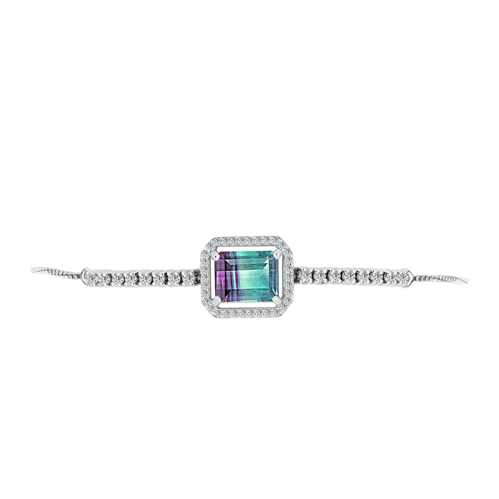 Pulsera de Plata con Fluorita cebra y Topacio Blanco 2 