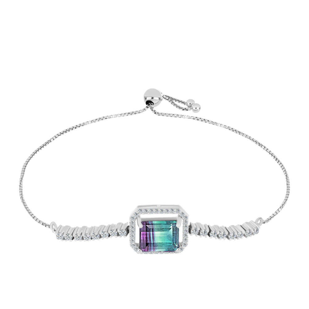 Pulsera de Plata con Fluorita cebra y Topacio Blanco 1 