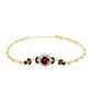 Pulsera de Plata Bañada en Oro con Granate Rodolita y Topacio Blanco