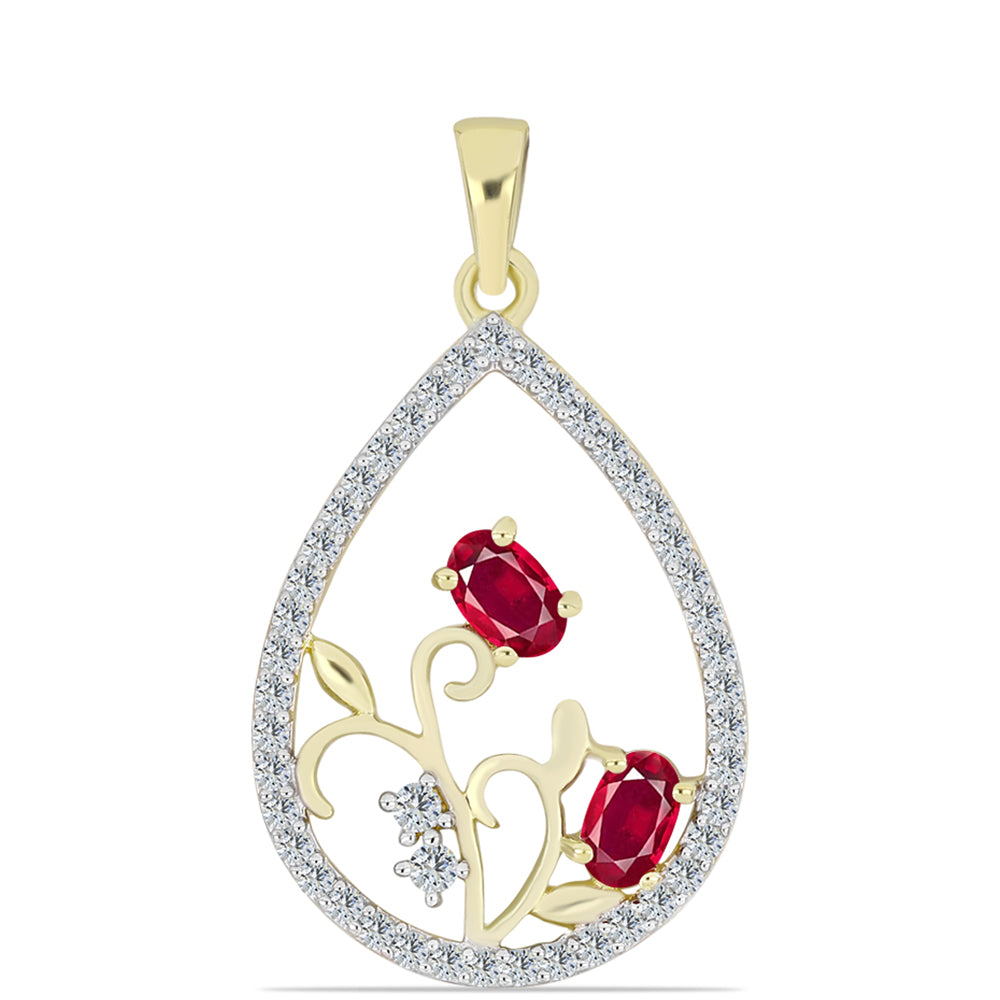 Colgante de Plata Bañada en Oro con Rubí de Madagascar y Topacio Blanco 1 