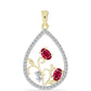 Colgante de Plata Bañada en Oro con Rubí de Madagascar y Topacio Blanco