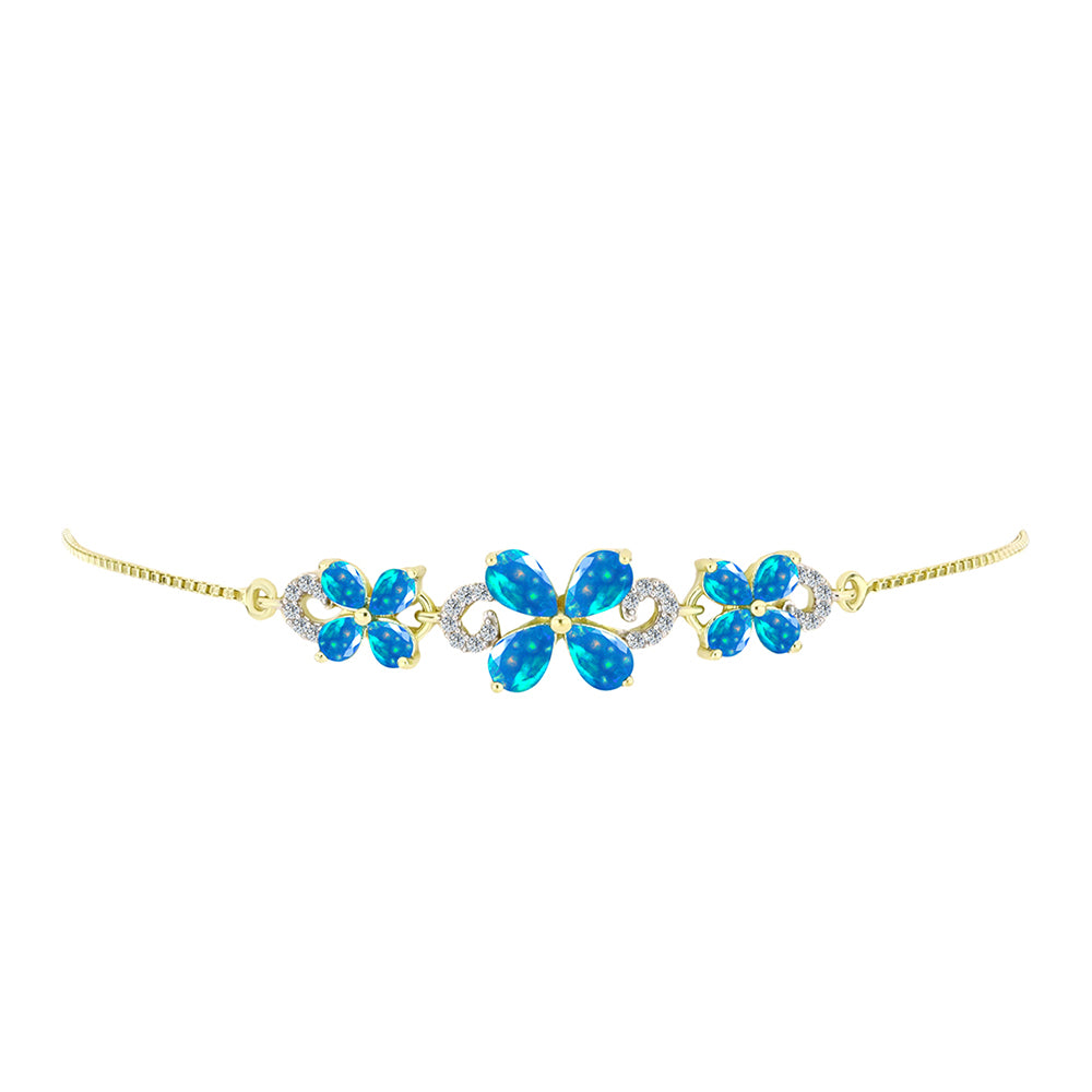 Pulsera de Plata Bañada en Oro con Ópalo Paraíso de Etiopia y Topacio Blanco