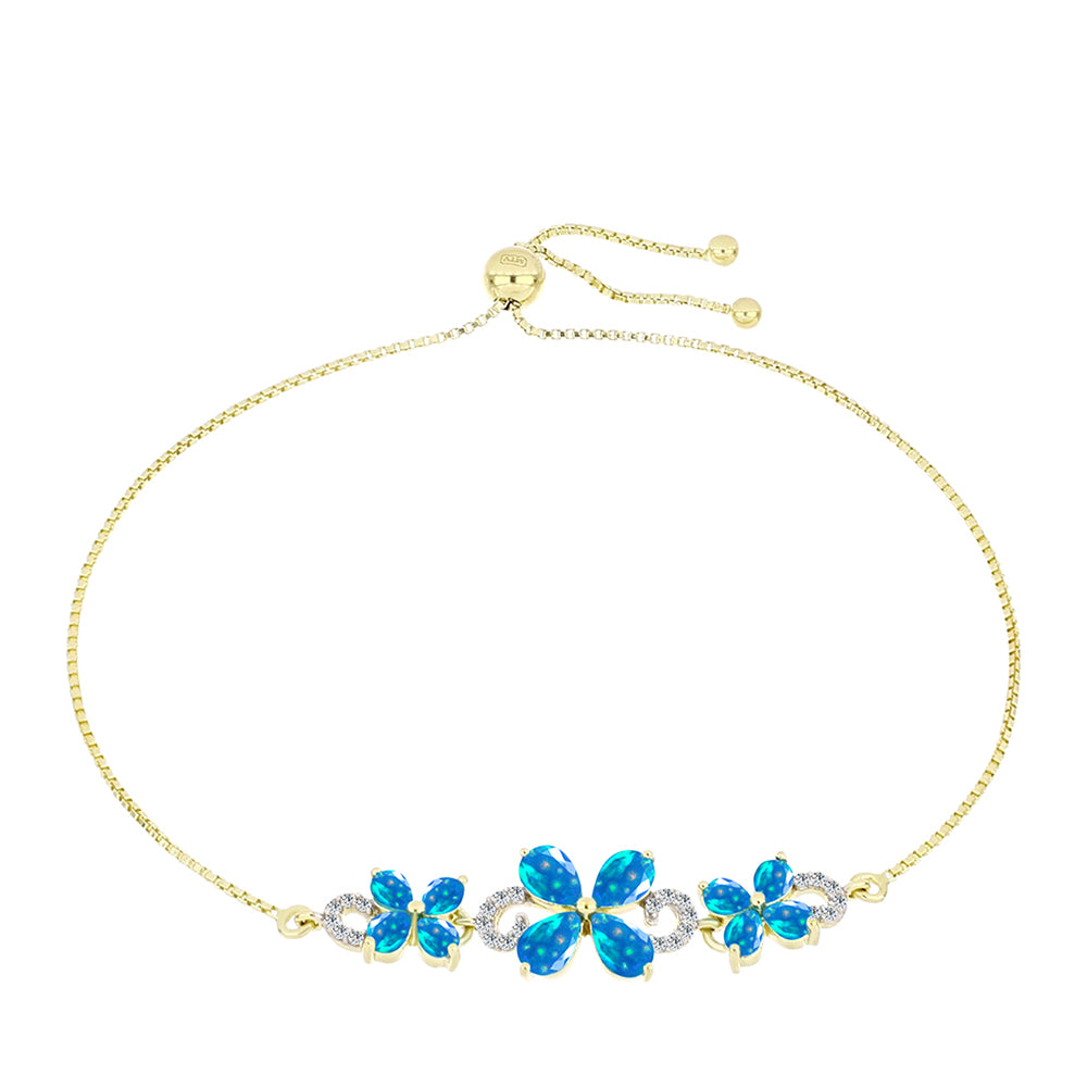 Pulsera de Plata Bañada en Oro con Ópalo Paraíso de Etiopia y Topacio Blanco