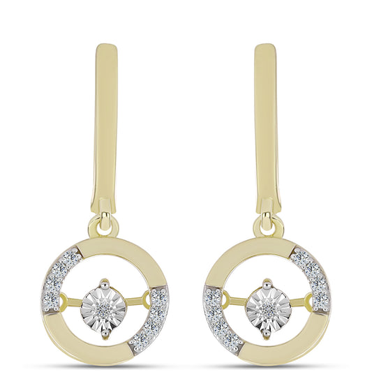 Pendientes de Plata Bañada en Oro con Diamante blanco y Topacio Blanco