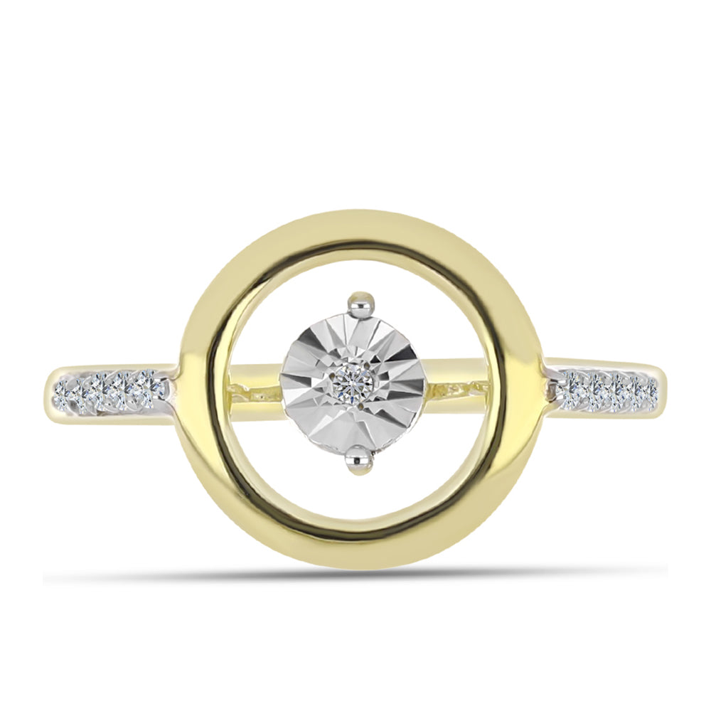 Anillo de Plata Bañada en Oro con Diamante blanco y Topacio Blanco