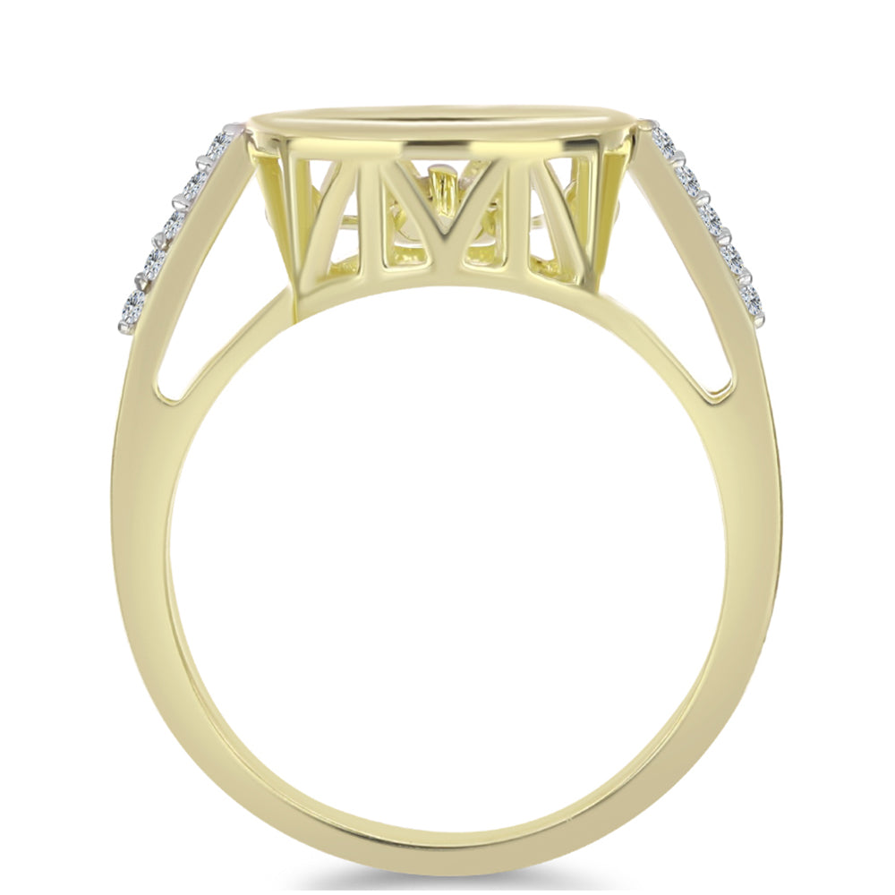 Anillo de Plata Bañada en Oro con Diamante blanco y Topacio Blanco