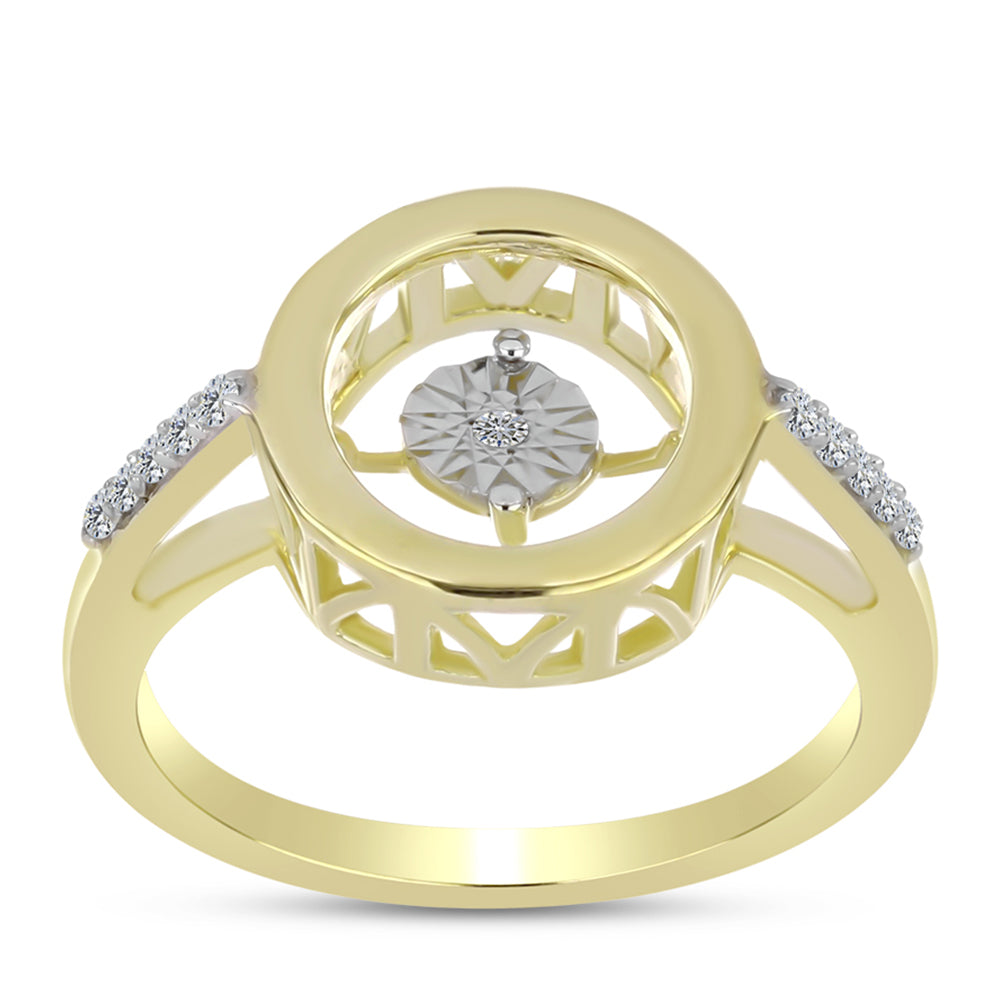 Anillo de Plata Bañada en Oro con Diamante blanco y Topacio Blanco 3 