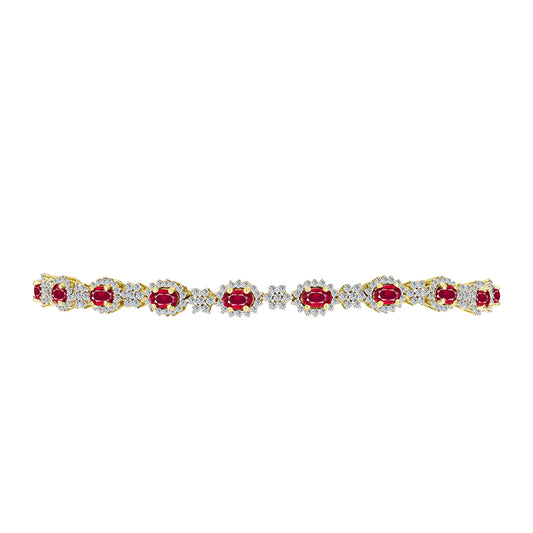 Pulsera de Plata Bañada en Oro con Rubí de Madagascar y Topacio Blanco