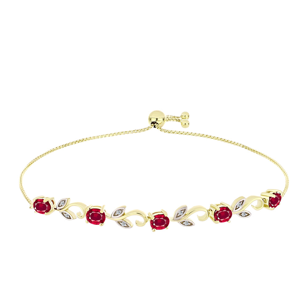 Pulsera de Plata Bañada en Oro con Rubí de Madagascar y Topacio Blanco 1 