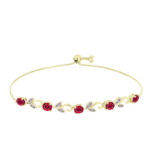 Pulsera de Plata Bañada en Oro con Rubí de Madagascar y Topacio Blanco