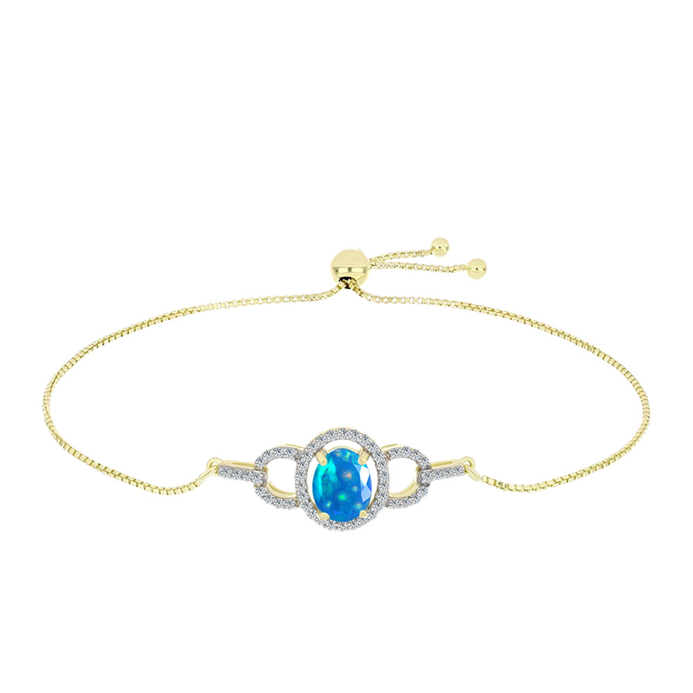 Pulsera de Plata Bañada en Oro con Ópalo Paraíso de Etiopia y Topacio Blanco 1 