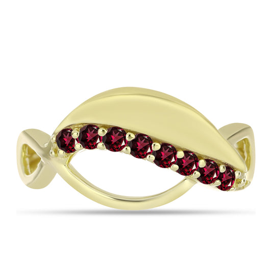 Anillo de Plata Bañada en Oro con Granate Rodolita