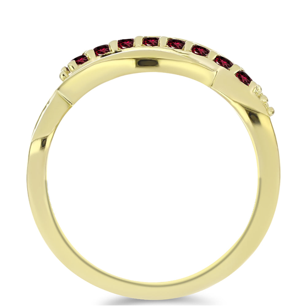 Anillo de Plata Bañada en Oro con Granate Rodolita 2 