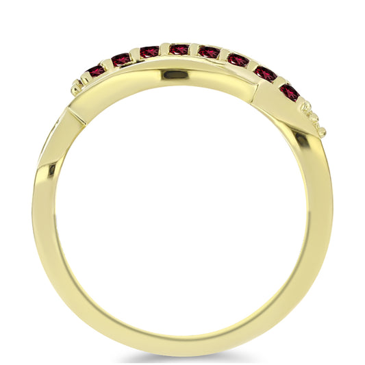 Anillo de Plata Bañada en Oro con Granate Rodolita