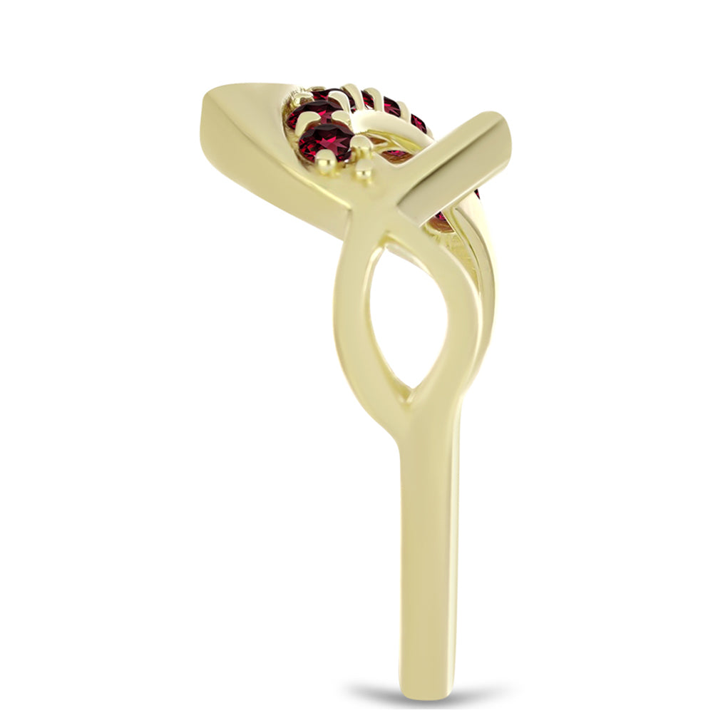 Anillo de Plata Bañada en Oro con Granate Rodolita 4 