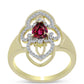 Anillo de Plata Bañada en Oro con Granate Rodolita y Topacio Blanco