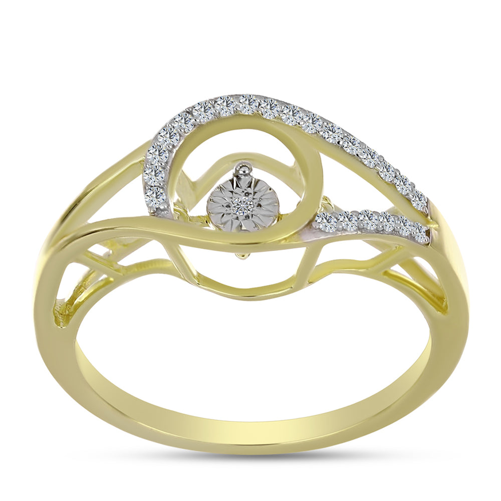 Anillo de Plata Bañada en Oro con Diamante blanco y Topacio Blanco