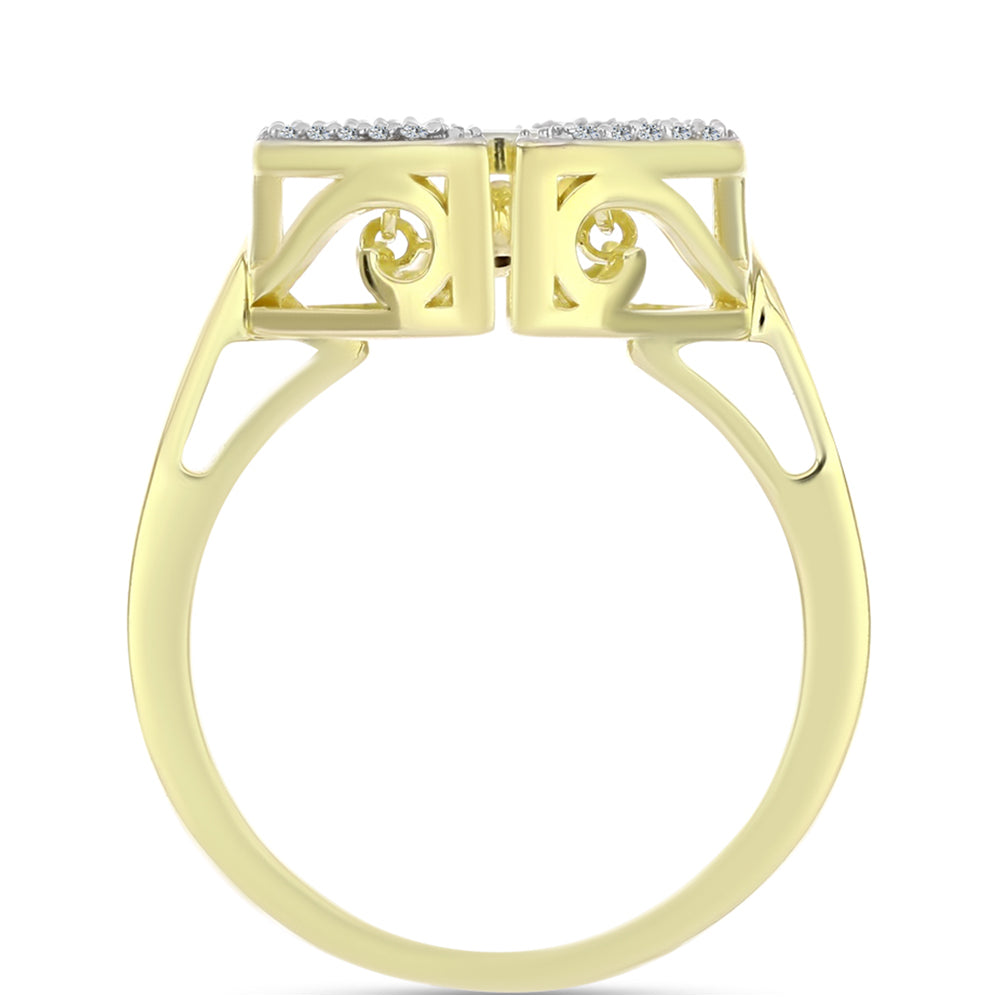 Anillo de Plata Bañada en Oro con Diamante blanco y Topacio Blanco