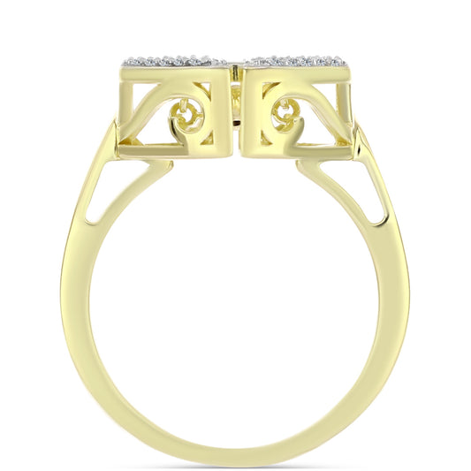 Anillo de Plata Bañada en Oro con Diamante blanco y Topacio Blanco