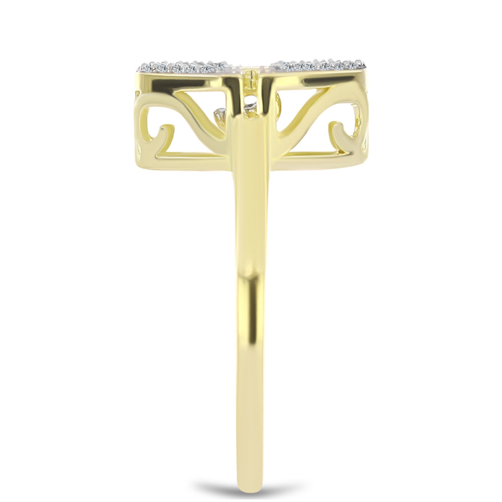 Anillo de Plata Bañada en Oro con Diamante blanco y Topacio Blanco 4 