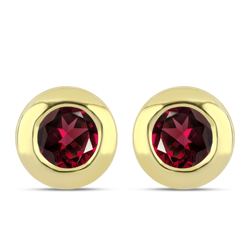 Pendientes de Plata Bañada en Oro con Granate Rodolita